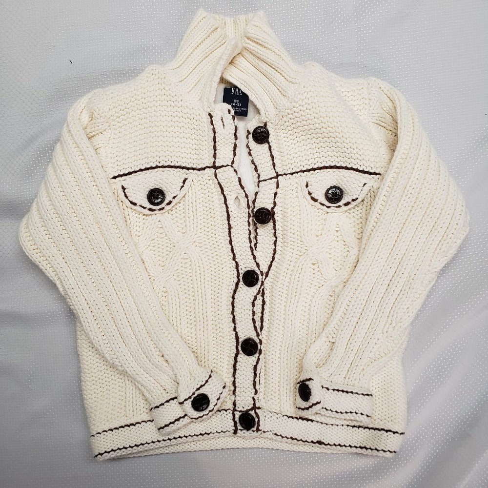 Gap Kids Girls Ivory Fur Lined Cardigan XS (4-5)